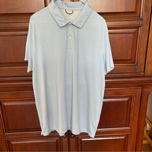 Cotton & Co Men's Light Blue Micro-Pattern Polo Shirt flat collar xl long EC
